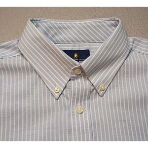 Stafford Dress Shirt Mens Sz 15 (32-33) Blooming Blue Striped Button Up Oxford